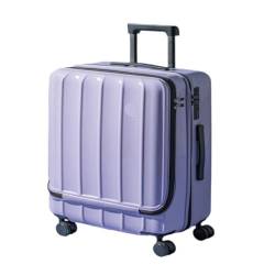 PSUFURV Trolley-Koffer Neuer Koffer mit Frontöffnung, Trolley-Koffer, 18-Zoll-Boarding-Koffer, Studentenkoffer for Männer und Frauen, Schließfach Reisekoffer (Color : Purple, Size : 22in) von PSUFURV
