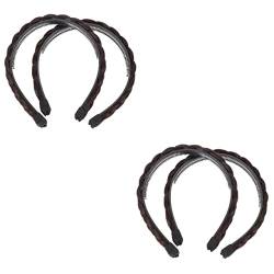 2 Stück Kopfbedeckung Haarbänder Mädchen Kopfschmuck Entworfenes Haarband Flechten Perücke Haargeflecht Stirnbänder Band Schönheit (Color : Brown 1x2pcs, Size : 15X12CMx2pcs) von PSVOD