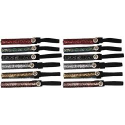 6pcs Glänzende Stirnbänder Aelastisches Knopf-Stirnband Strass-Knopf-Stirnband-Knopf-Haarband mit Knöpfen Skinny Schönheit (Color : As Shownx2pcs, Size : 25x2.5cmx2pcs) von PSVOD