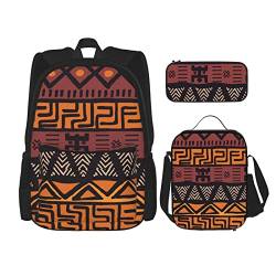 African Mud Cloth Tribal Rucksack Set Dreiteilige Tasche Rucksack Crossbody Lunchtasche Pencil Bag Set Jungen und Mädchen Schultaschen, Afrikanischer Schlamm, Tribal, Einheitsgröße von PSVOD