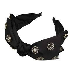 Haarband Big Bow Knot Schwarz Wide-Brimmed Hairpin Press Hair Korean Strass Intarsien mit Drill Headband Einfach und vielseitig silber von PSVOD