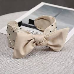 Haarnadeln Bowknot Wave Dot Retro Hairband Female Hairpin Wide-Border Stirnband Haarschmuck Schönheit (Color : Beige, Size : A) von PSVOD