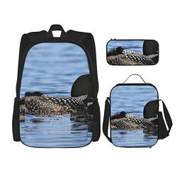 Loon Birds Rucksack Set Dreiteilige Tasche Rucksack Crossbody Lunchtasche Pencil Bag Set Jungen und Mädchen Schultaschen, Loon Birds, Einheitsgröße, Loon Birds, Einheitsgröße von PSVOD