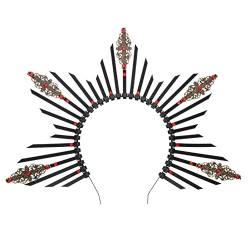 Mary Crown Headband Zip Tie Spiked Crown Goddess Headpiece Kopfschmuck for Cosplay Halloween Kostüm Party Gelb Schönheit ( Color : Metallic ) von PSVOD