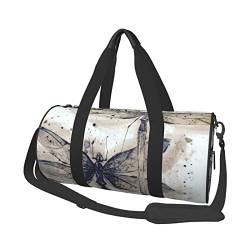Moderner Libellen-Sportbeutel mit Schuhfach, wasserdicht, Reisetasche für Männer und Frauen, mit verstellbarem Riemen, Schwarz, One Size von PSVOD