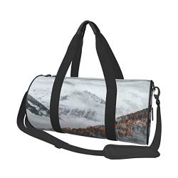Mountain Top Clouds Sporttasche mit Schuhfach, wasserdicht, Reisetasche für Herren und Damen, mit verstellbarem Riemen, Schwarz, One Size von PSVOD