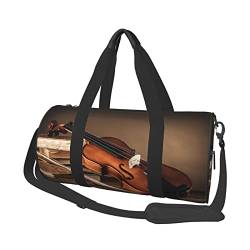 Music Art Violine Sporttasche mit Schuhfach, wasserdicht, Reisetasche für Männer und Frauen, mit verstellbarem Riemen, Schwarz, Einheitsgröße von PSVOD