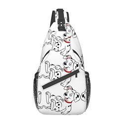 Niedliche Dalmatiner-Kuriertasche, Herren-Hüfttasche, Brusttasche, One-Shoulder-Rucksack, Reisen und Wandern, Schwarz, Einheitsgröße von PSVOD