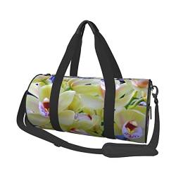 Orchids Sporttasche mit Schuhfach, wasserdicht, Reisetasche für Männer und Frauen, mit verstellbarem Riemen, Schwarz, One Size von PSVOD