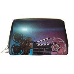 PSVOD Filme Clapperboard Leder Kosmetiktasche, Reise-Reißverschluss, Kosmetiktasche, tragbare Kosmetiktasche für Frauen und Mädchen, Weiss/opulenter Garten, Einheitsgröße von PSVOD