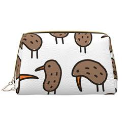 PSVOD Kiwi Birds Make-up-Tasche aus Leder, Reise-Make-up-Tasche, tragbare Make-up-Tasche für Damen und Mädchen, Weiss/opulenter Garten, Einheitsgröße von PSVOD