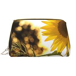 PSVOD Sunflowers Leder Kosmetiktasche, Reise Reißverschluss Kosmetiktasche, tragbare Kosmetiktasche für Frauen und Mädchen, Weiss/opulenter Garten, Einheitsgröße von PSVOD