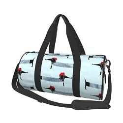 Pariser Dackel-Sporttasche mit Schuhfach, wasserdicht, Reisetasche für Herren und Damen, mit verstellbarem Riemen, Schwarz, One Size von PSVOD