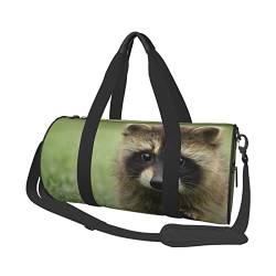 Raccoon Sporttasche mit Schuhfach, wasserdicht, Reisetasche für Herren und Damen, mit verstellbarem Riemen, Schwarz, One Size von PSVOD