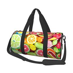 Rainbow Candy Sporttasche mit Schuhfach, wasserdicht, Reisetasche für Herren und Damen, mit verstellbarem Riemen, Schwarz, One Size von PSVOD