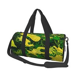 Rainforest Leaf Camouflage Sporttasche mit Schuhfach, wasserdicht, Reisetasche für Männer und Frauen, mit verstellbarem Riemen, Schwarz, One Size von PSVOD