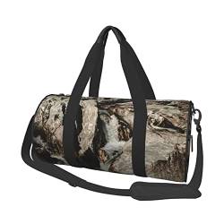 River and Gray Rocks Sporttasche mit Schuhfach, wasserdicht, Reisetasche für Männer und Frauen, mit verstellbarem Riemen, Schwarz, One Size von PSVOD