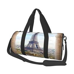 Romantic Paris Eiffelturm Sporttasche mit Schuhfach, wasserdicht, Reisetasche für Herren und Damen, mit verstellbarem Riemen, Schwarz, One Size von PSVOD