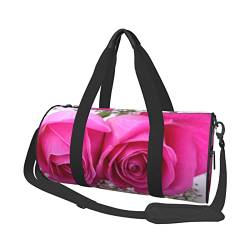 Rosa Rose Sporttasche mit Schuhfach, wasserdichte Reisetasche für Herren und Damen, mit verstellbarem Riemen, Schwarz, One Size von PSVOD