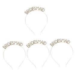 Stirnband Brief Kopfband Haar kreative Party Strass Hochzeit Brautjungfer Zubehör Schönheitr ( Color : Goldenx4pcs , Size : 16.5X12X0.5cmx4pcs ) von PSVOD