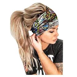 Stirnband Wrap Frauen Stirnband Kopf Druck Bandana Band Haar elastisches Stirnband Modus Stirnband Schönheitr (Color : Blue, Size : Taille unique) von PSVOD