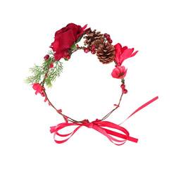 Weihnachten Blumenkrone Girlande Stirnband Gefälschte Blätter Rose Haarkranz Blume for Frau Dame Braut Haarschmuck Zubehör Party Hochzeit 1pc silber von PSVOD