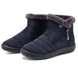 PTKG Damen Winterstiefel Wasserdicht Warm gefütterte Schneestiefel Winterschuhe Winter Kurzschaft Stiefel Boots Schuhe,Blau,39/245mm von PTKG