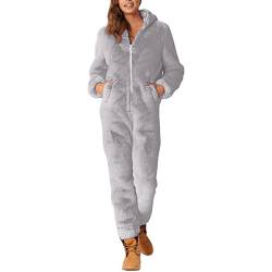 PTLLEND Unisex Pyjama Teddy Fleece Schlafanzug Einteiler Jumpsuit Plüsch Onesie Warm Strampelanzug Schlafoverall Tier Kostüm Overall Nachtwäsche von PTLLEND