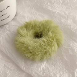 12 Stück Haargummis Scrunchies Plüsch Weiche Elastische Haarbänder Seil Pferdeschwanzhalter Haarzubehör Pelzig Pompon Stirnbänder Haar Gummibänder Haarschmuck für Mädchen Kinder -grün von PTNKUIIY