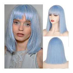 Haarteile Kurze Bob-Perücke mit Pony Synthetische gerade Bob-Perücke for Frauen, natürlich aussehende bunte kurze Bob-Perücke Hitzebeständige Perücken for tägliche Party-Cosplay Perücken (Color : 006 von PTTRNS