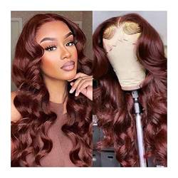 Haarteile Rotbraune synthetische Lace-Front-Perücke 20-30" Lange Körperwelle Kupfer Rotbraun 13 x 1 T-Teil 13 x 4 Spitzenperücken for Frauen, vorgezupft mit Babyhaar Perücken (Size : 13X4 Lace Wig, von PTTRNS