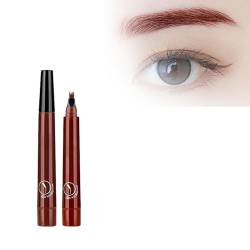 2024 New 3D Waterproof Microblading Eyebrow Pen, 4 Tipped Precise Brow Pen, Magic Eyebrow Pencil, Waterproof Makeup Contouring Pen Fine Stroke Creates Natural Makeup Effect (Red-brown) von PUCHEN