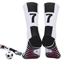 PUCHEN Benutzerdefinierte Fußballsocken | Crew Socken Stadt Socken Personalisierte Nummer Sportsocken | Fußball Sport Outdoor Joggen Laufen Radfahren Schnell trocknend Atmungsaktiv Rutschfest, 7 von PUCHEN