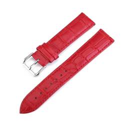 PUCHEN Mehrfarbige Leder-Uhrenarmbänder für Herren/Damen, Ersatzarmband, 10–24mm, Uhrenzubehör, Rot, 24mm von PUCHEN