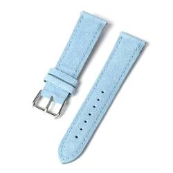 PUCHEN Weiches Wildleder-Uhrenarmband, 18mm, 20mm, 22mm, 24mm, Schnellverschluss-Ersatzarmband, Hellblau, 18mm von PUCHEN