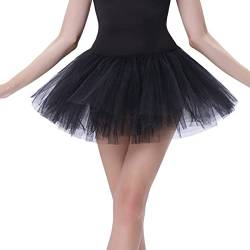 Tüllrock Damen,Tutu Damen,Tanzkleid Damen,Damen Tütü Rock Minirock 4 Lagen Petticoat Tanzkleid Dehnbaren Tutu Rock Ballettrock Tüllrock für Party von PUERHUACI