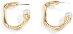 Modische Ohrringe, Ohrringe, Ohrringe, Kreis, runde Creolen for Frauen und Mädchen (Farbe: Gold, Größe: A) (Color : Gold) von PUJIANA