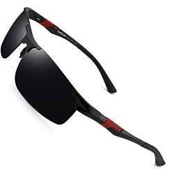 PUKCLAR Sonnenbrille Herren Polarisierte Sportbrille Fahrerbrille Al-Mg Metall Rechteckig Rahme Cat 3 CE von PUKCLAR