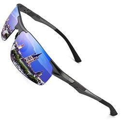 PUKCLAR Sonnenbrille Herren Polarisierte Sportbrille Fahrerbrille Al-Mg Metall Rechteckig Rahme Cat 3 CE von PUKCLAR