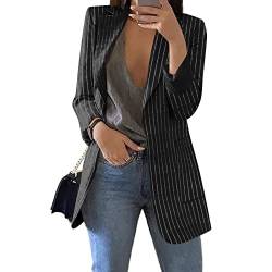 PULASSI Weißer Blazer DamenAnzüge Women's Langärmlig Coat Frühjahr Polyester Blazer Women Coole Lässige Weitee Schule Gestreifter übergröße Sexy Ausschnitt von PULASSI