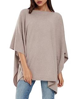 PULI Damen Pullover Poncho Elegant Viskose Strick Locker sitzend Poncho Schal von PULI