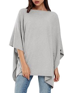 PULI Damen Pullover Poncho Elegant Viskose Strick Locker sitzend Poncho Schal von PULI