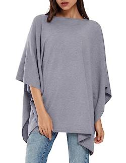 PULI Damen Pullover Poncho Elegant Viskose Strick Locker sitzend Poncho Schal von PULI