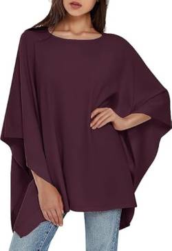 PULI Damen Pullover Poncho Elegant Viskose Strick Locker sitzend Poncho Schal von PULI