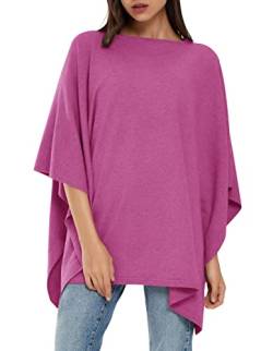 PULI Damen Pullover Poncho Elegant Viskose Strick Locker sitzend Poncho Schal von PULI