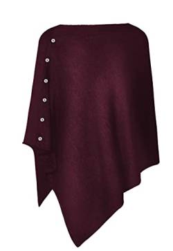 PULI Damen Schal Poncho Decke Cape Cardigan Kaschmir/Kaschmir Wickelschal für Frühling Sommer Herbst, Burgund, Gr. Einheitsgröße von PULI