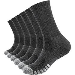 PULIOU Socken Herren Damen 43-46 39-42 Winter Warme Thermosocken Wandersocken Sportsocken Gepolsterte Baumwolle Trekkingsocken Laufsocken Atmungsaktiv Arbeitssocken 6 Paar, L09-Grau 39-42 von PULIOU