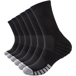 PULIOU Socken Herren Damen 43-46 39-42 Winter Warme Thermosocken Wandersocken Sportsocken Gepolsterte Baumwolle Trekkingsocken Laufsocken Atmungsaktiv Arbeitssocken 6 Paar, L09-Schwarz 43-46 von PULIOU