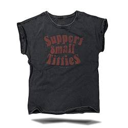 Support Small Titties T-Shirt - Black Vintage Größe M von PULVER & BLEI