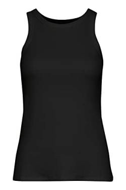 PULZ JEANS PZALLESIA Damen Top Kurzarm Shirt Basic Rundhals ohne Ärmel verstärkte Kanten Regular Fit, Größe:L, Farbe:Black Beauty (193911) von PULZ JEANS